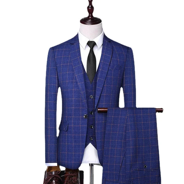 Elegant Men's 3-Piece Suit Set (Blazer, Vest, Trousers) - Smart Casual Business Attire